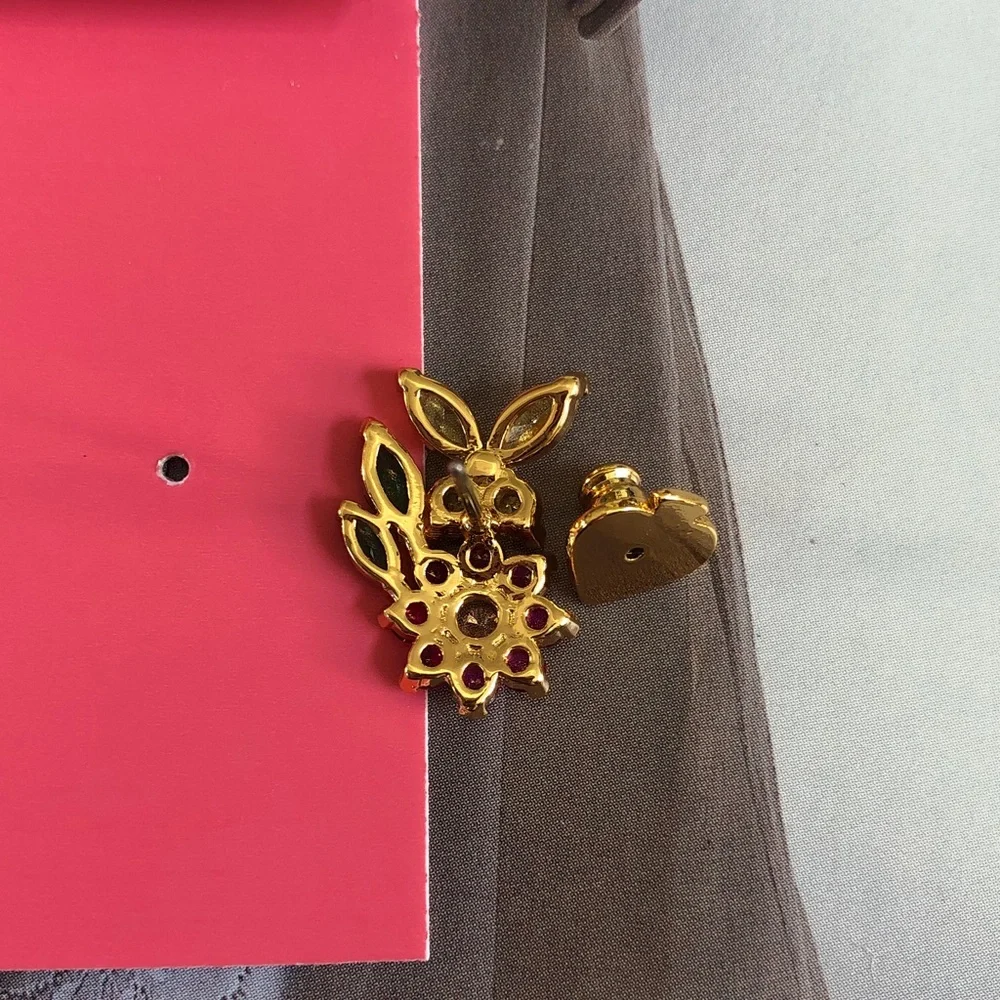 Authentic New on card Kate spade Floral Crystal Earrings